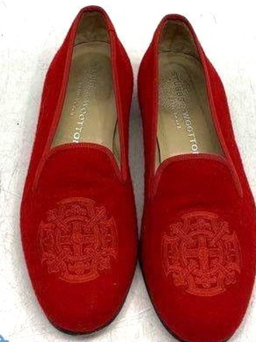 STUBBS & WOOTTON Red Wool Shoes with Crest  - 5.5